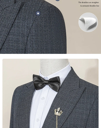 ST Cassy High Quality Men's Suit Slim Fit Male Groom Wedding Blazers Party Dress  Suit Business Office three-piece