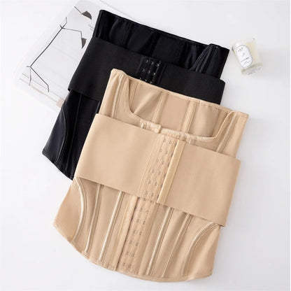 Double Belt Body Shaper Black Tummy Control Girdle Waist Trainer Large Size