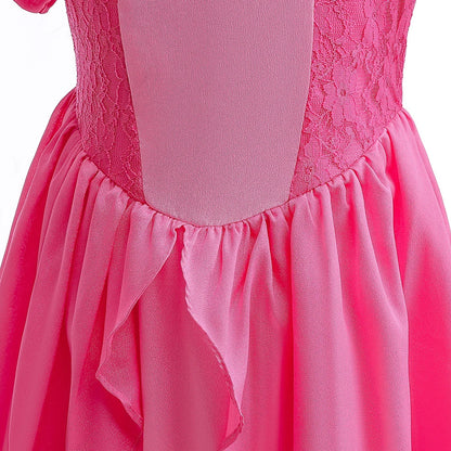 Girls Princess Dress Peach Cosplay Costume Children Halloween Christmas LED Light Disguise Kids Pink Birthday New Vestidos Party