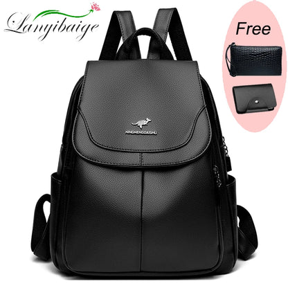 Women’s Leather Rucksack School Bag