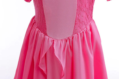 Girls Princess Dress Peach Cosplay Costume Children Halloween Christmas LED Light Disguise Kids Pink Birthday New Vestidos Party