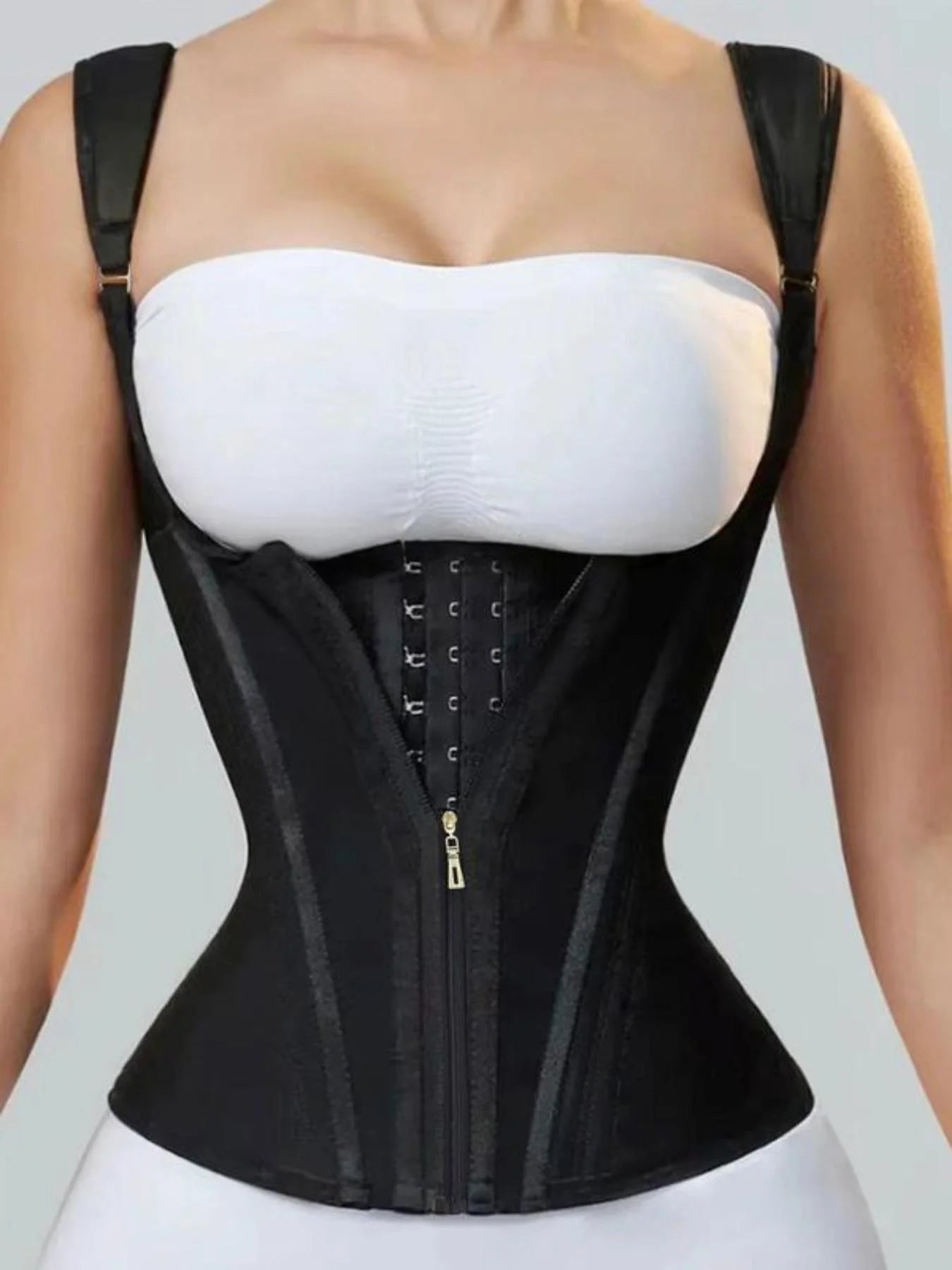 Body Shapewear Double Compression Waist Trainer Corset Adjustable Zipper and Hook-eyes Flat Belly Body Shaper