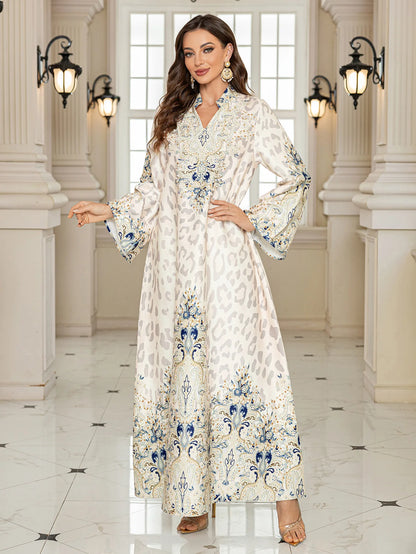 Summer Party Dress for Women Abaya Leopard Print Vestidos Largos 2025 Eid Muslim Caftan Robe Jalabiya Ramadan Morocco Kaftan