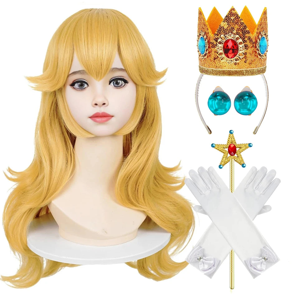 Girls Princess Dress Peach Cosplay Costume Children Halloween Christmas LED Light Disguise Kids Pink Birthday New Vestidos Party