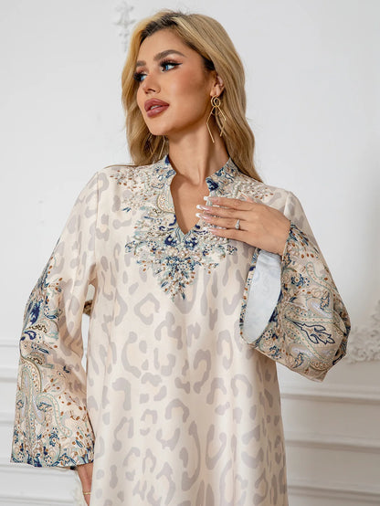 Summer Party Dress for Women Abaya Leopard Print Vestidos Largos 2025 Eid Muslim Caftan Robe Jalabiya Ramadan Morocco Kaftan