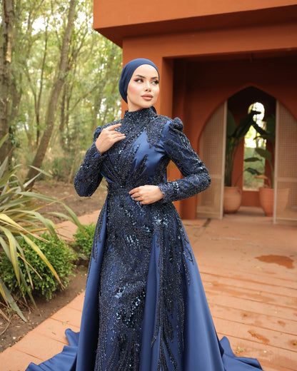 FATAPAESE Muslim Evening Dress Illusion Neckline Full Sleeve Side Slit Maxi Skirt Special Occasion Gown لباس_ماکسی لباس_شب_ترک