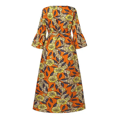 VONDA Bohemian Floral Printed Maxi Dress Women Sexy V-Neck Long Sleeve Ruffled Vestidos 2024 Fashion Casual Loose Vintage Robe