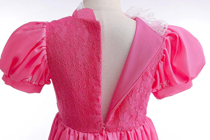 Girls Princess Dress Peach Cosplay Costume Children Halloween Christmas LED Light Disguise Kids Pink Birthday New Vestidos Party