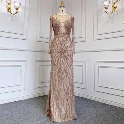 Muslim Green With Train Mermaid Beaded Elegant Luxury Evening Dresses Gowns 2025 For Women Party LA71107 Customized
