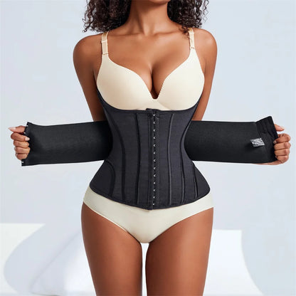 Double Belt Body Shaper Black Tummy Control Girdle Waist Trainer Large Size