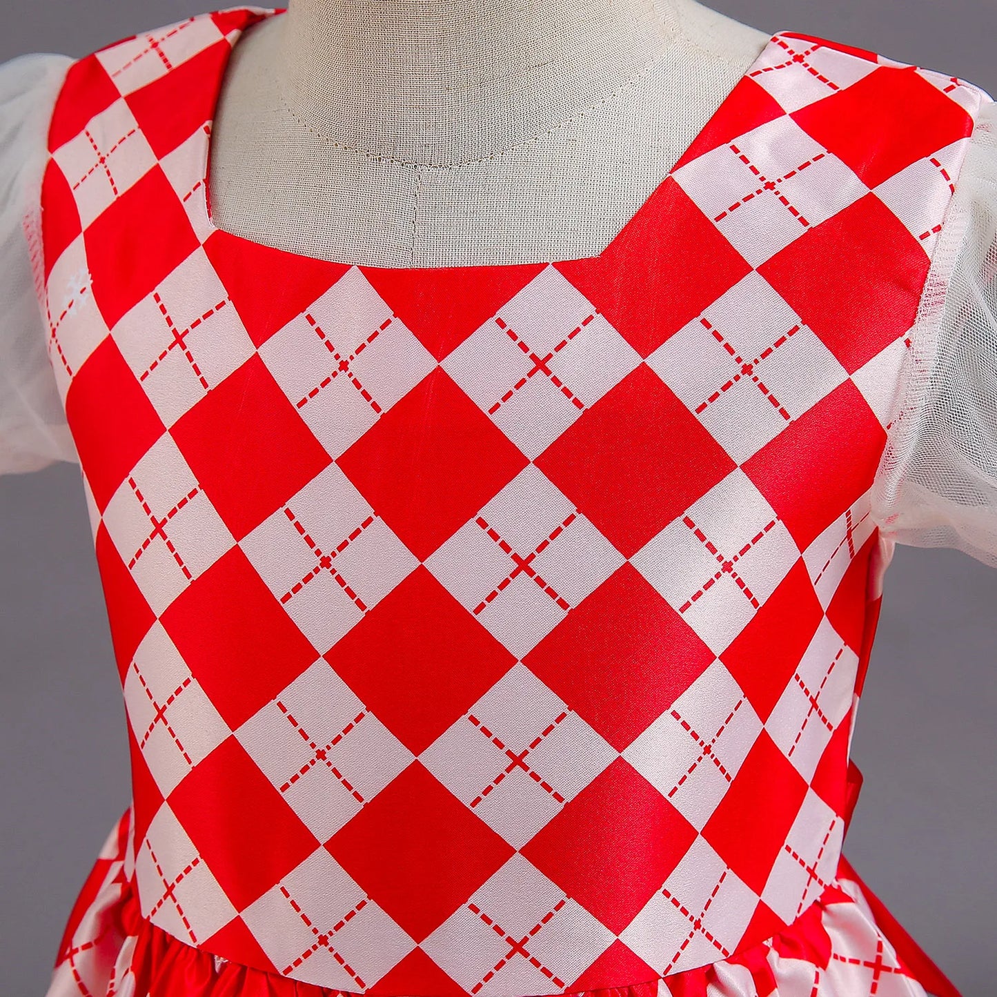 Elegant Girl Princess Dress Kids Red Christmas Polka Dot Dress Baby Birthday Party New Costume 2024 Carnival Clothes for 3-8Yrs