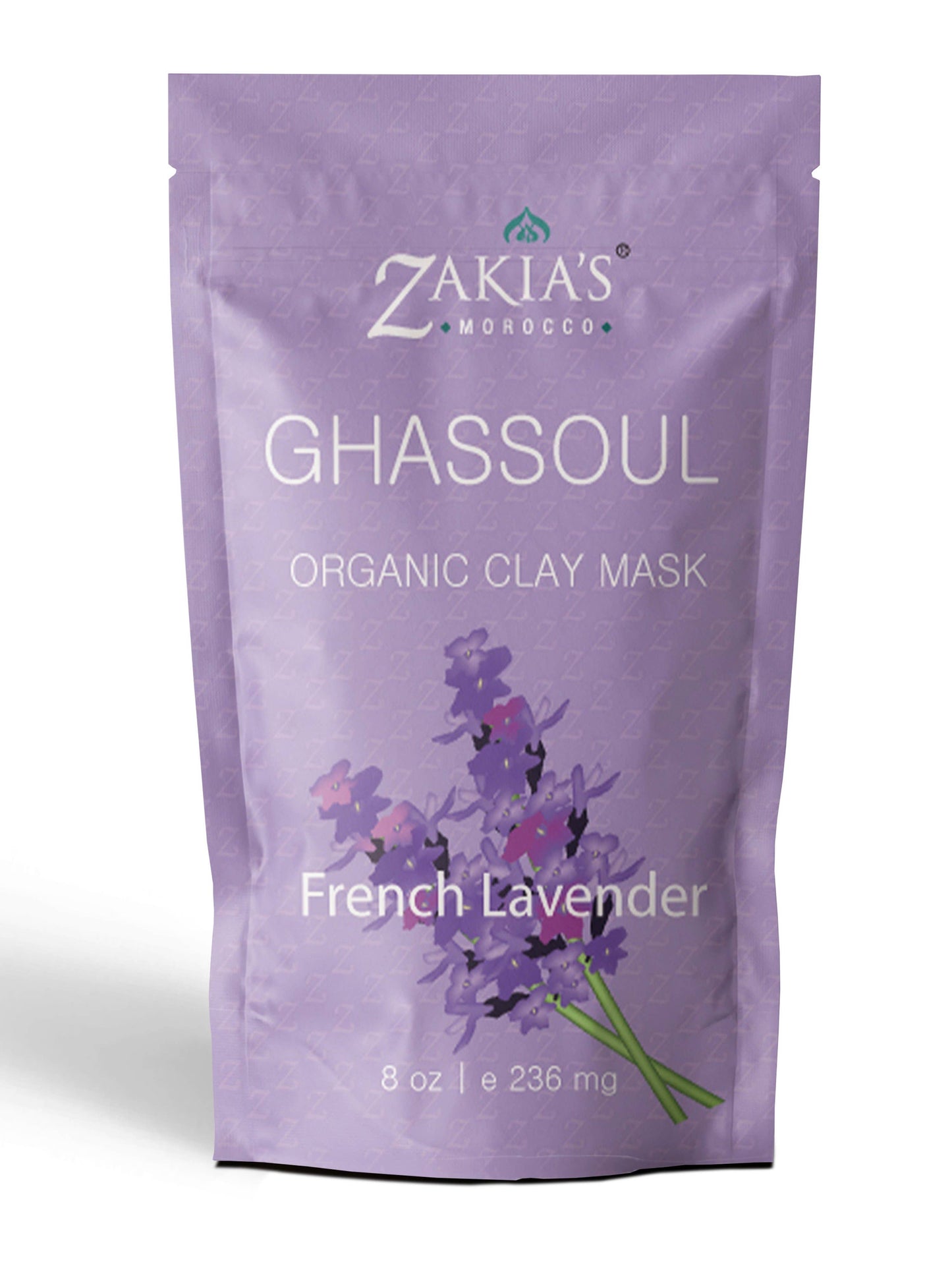 Zakia's Morocco - Organic Moroccan Ghassoul "Rhassoul" Clay Face and Hair Mask - Lavender - 8 oz.